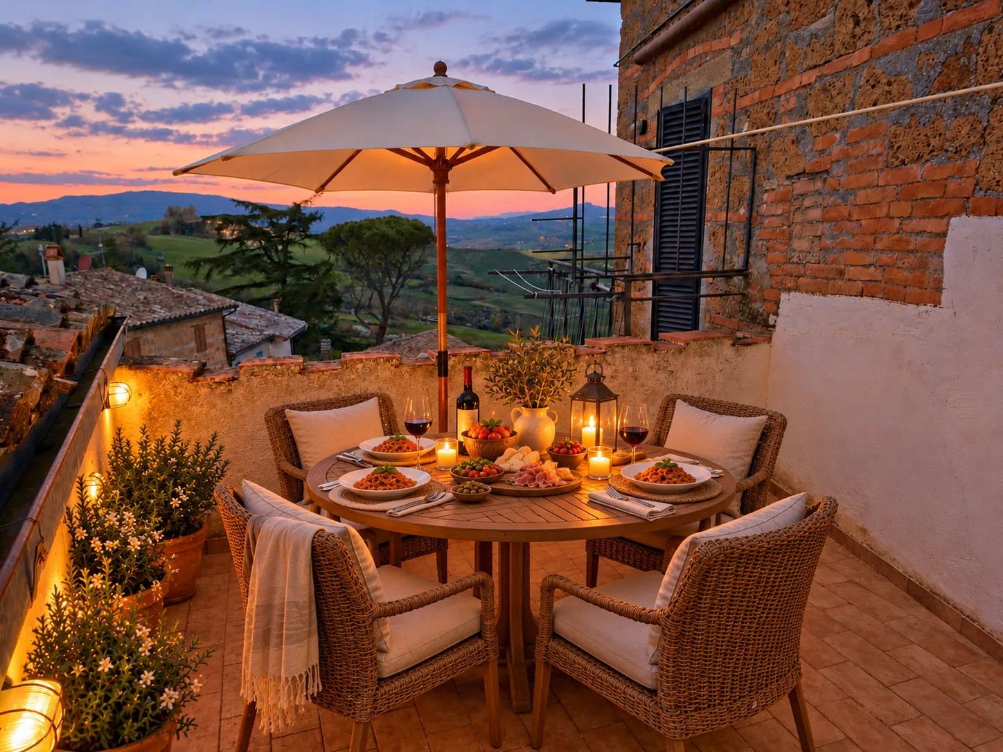 Takterrasse med utsikt mot Toscana ,slow life i historiske Proceno. Presenteres på vårt seminar 4. nov. – bilde 1